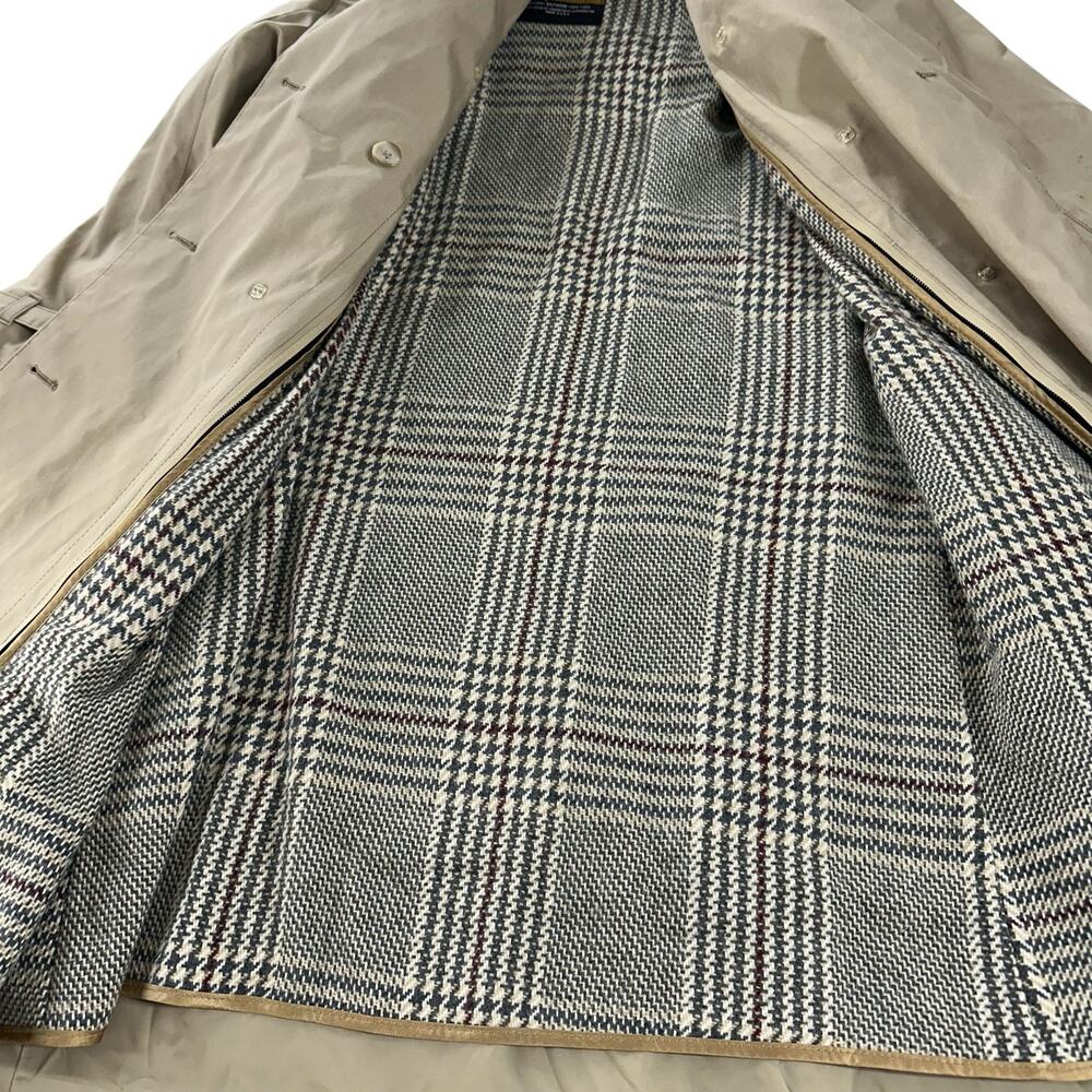 Vintage London Fog Coat Womens Size Large Wool Beige Navy Plaid Removable Lining - Picture 3 of 13